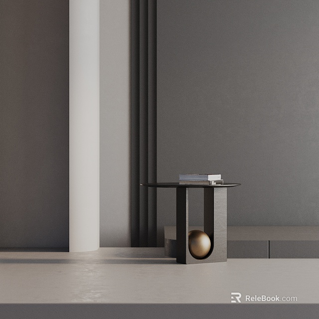 Modern Minimalist Side Table With Sleek Metal Frame And Decorative Sphere In Contemporary Interior 3d model 
