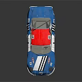 Blue Racing Car With Red Roof White Stripes Number 17 And Stylish Racing Logos