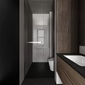 Modern Bathroom Interior Design With Double Sinks Wooden Vanity Large Mirror And Shower Fixture