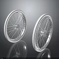 Bicycle Wheels White Tires And Silver Spoked Rims With Reflection On Dark Background