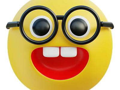Game and Movie Character With Yellow Face Black Glasses Big Eyes Open Mouth Happy Look 3d model