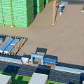 Industrial Factory Construction Site With Cranes Green Structures And Ground Equipment