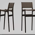 Sturdy Wooden Frame Bar Stools with Natural Rattan Woven Seats and High Back Design