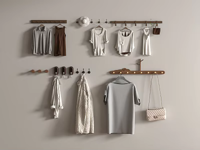 Modern Hanging Hook Clothes Bag Hat 3d model