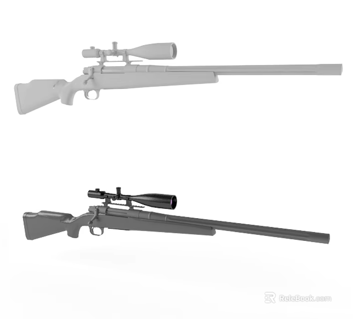 Rifles With Scopes In Light And Dark Colors Detailed Design Showcase 3d model 