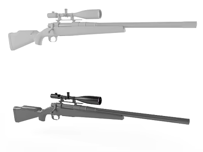 Rifles With Scopes In Light And Dark Colors Detailed Design Showcase 3d model