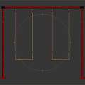 Outdoor Playground Swing Set with Red Metal Frame and Two Wooden Seats