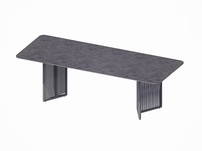Modern Dark Dining Table With Sleek Metal Openwork Legs Design 3d model
