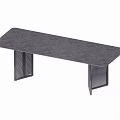 Modern Dark Dining Table With Sleek Metal Openwork Legs Design 3d model