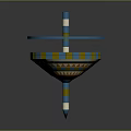 Colorful Spinning Top Weapon With Geometric Patterns And Striped Design Elements