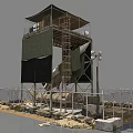 Rocket Launch Structure With Platform Ladder Fence And Covered Top 3d model