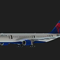 Delta Commercial Airliner White Body With Blue Engines And Red Blue Tail Livery