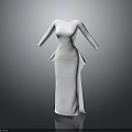 White Long Sleeve Dress With Elegant Silhouette And Flowing Hem Design