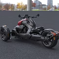 Modern Three Wheeled Motorcycle With Black and Red Sporty Exterior Design