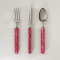 Red Marble Pattern Handle Cutlery Set With Fork Knife And Spoon