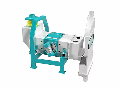 Industrial Agricultural Machinery for Grain Processing with Blue White Frame and Components 3d model