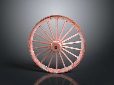 Vintage Wooden Spoked Wheel as Essential Classic Automotive Part with Rustic Design and Durable Structure 3d model