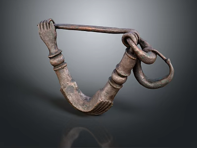 Antique Brass Hand Shaped Decorative Hook With Armlet Details For Household Use 3d model