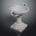 Classic Stone Candle Lamp with Intricate Carved Details Pedestal Base and Ring Handles