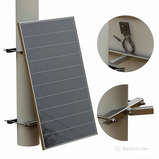 Efficient Solar Panel System Installation With Secure Mounting Brackets And Cables 3d model 
