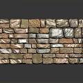 Decorative Rustic Stone Wall Construction With Layered Mixed Color Natural Stones Blocks