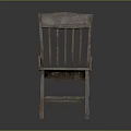 Rustic Wooden Leisure Chair With Slatted Back Distressed Surface And Natural Texture