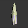 Traditional Light Green Robe With Long Sleeves And Purple Skirt On Mannequin
