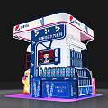 Vibrant Pepsi Themed Art Installation With Beverage Display Kiosk Structure 3d model