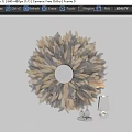 Decorative Mirror with White and Beige Feather Decoration on Dark Wall White Vases Silver Lamp