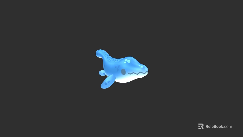 Cute Blue Aquatic Animal 3D Model With Friendly Expression And Smooth Design 3d model