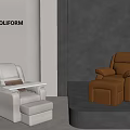 Comfortable Modern Poliform Massage Chairs In White And Orange With Ottoman