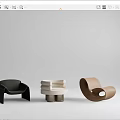 Various Modern Accent Chair Designs Featuring Different Colors And Unique Shapes 3d model