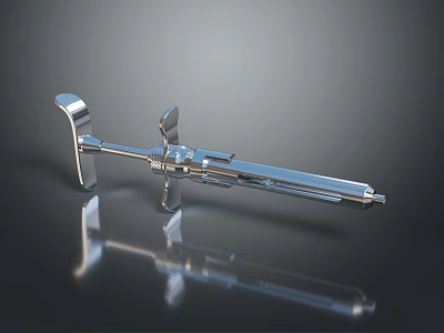 Modern Silver Metal Weapon with Sleek Mechanical Structure and Shiny Reflective Surface 3d model