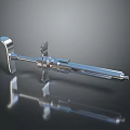 Modern Silver Metal Weapon with Sleek Mechanical Structure and Shiny Reflective Surface 3d model