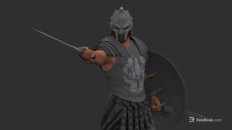 Game Movie Character Ancient Warrior With Armored Helmet Sword And Shield 3d model 