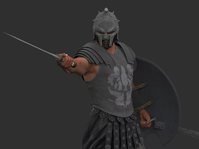 Game Movie Character Ancient Warrior With Armored Helmet Sword And Shield 3d model