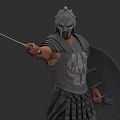 Game Movie Character Ancient Warrior With Armored Helmet Sword And Shield