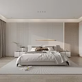 Modern Bedroom Interior Design With Large Bed Bedside Tables Soft Rug And Light Walls