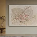 Textured Floral Oil Painting With Pink Roses Green Leaves For Modern Wall Decor Home Interior