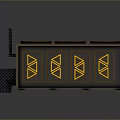 Industrial Power Generator Container With Four Circular Vents And Yellow Accents