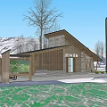 New Chinese Style Post Station Public Building Visitor Center Building Exhibition Hall Small Public Building Cafe Building Post Station Building 3d model