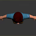 3D Cartoon Boy Model Wearing Blue Polo Shirt Blue Shorts Brown Shoes On Gray Background