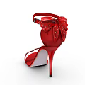 Elegant Red High Heel Sandals With Ankle Strap And Rhinestone Decoration