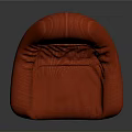 Red Striped Swivel Chair With Upholstered Seat And Wheel Base