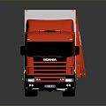 Red Cargo Truck With White Container And Storage Compartments For Logistics Transport