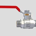 Metallic Water Faucet With Red Handle DN25 16BAR Markings And Ball Valve Design