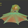 Orange and Pink Octopus Like Creature With Large Eye And Wing Shaped Tentacles