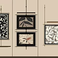 Decorative Hanging Framed Wall Art With Abstract Patterns And Leaf Designs