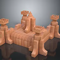 Wooden Castle Shape Building Blocks Construction Set With Tower And Wall Structures For Kids