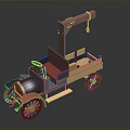 Vintage Wooden Toy Truck Inspired Decorative Furniture With Red Seat And Blue Details